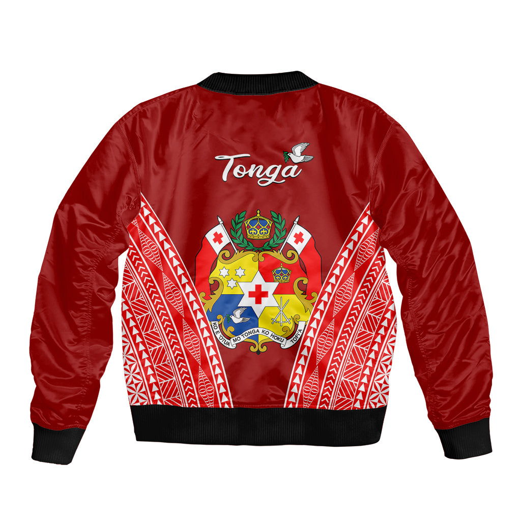 Tonga Heilala Flowers Sleeve Zip Bomber Jacket Tongan Ngatu White Special Verison LT14 - Polynesian Pride