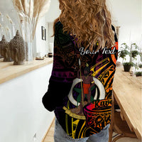 (Custom Personalised) Vanuatu Women Casual Shirt Kava Bowl Mix Polynesian Gradient Style LT14 - Polynesian Pride