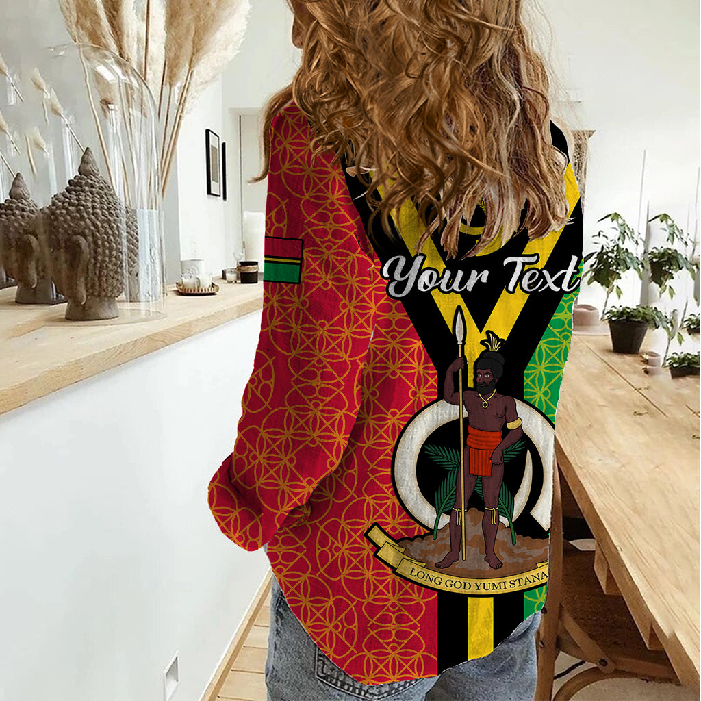 (Custom Personalised) Vanuatu Women Casual Shirt Kava Bowl Mix Sand Drawing Flag Style LT14 - Polynesian Pride