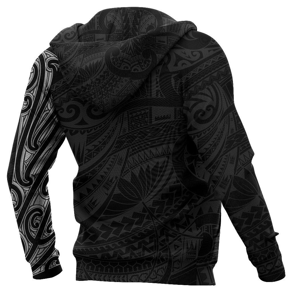 New Zealand Hoodie, Maori Lion Tattoo Pullover Hoodie White - Polynesian Pride