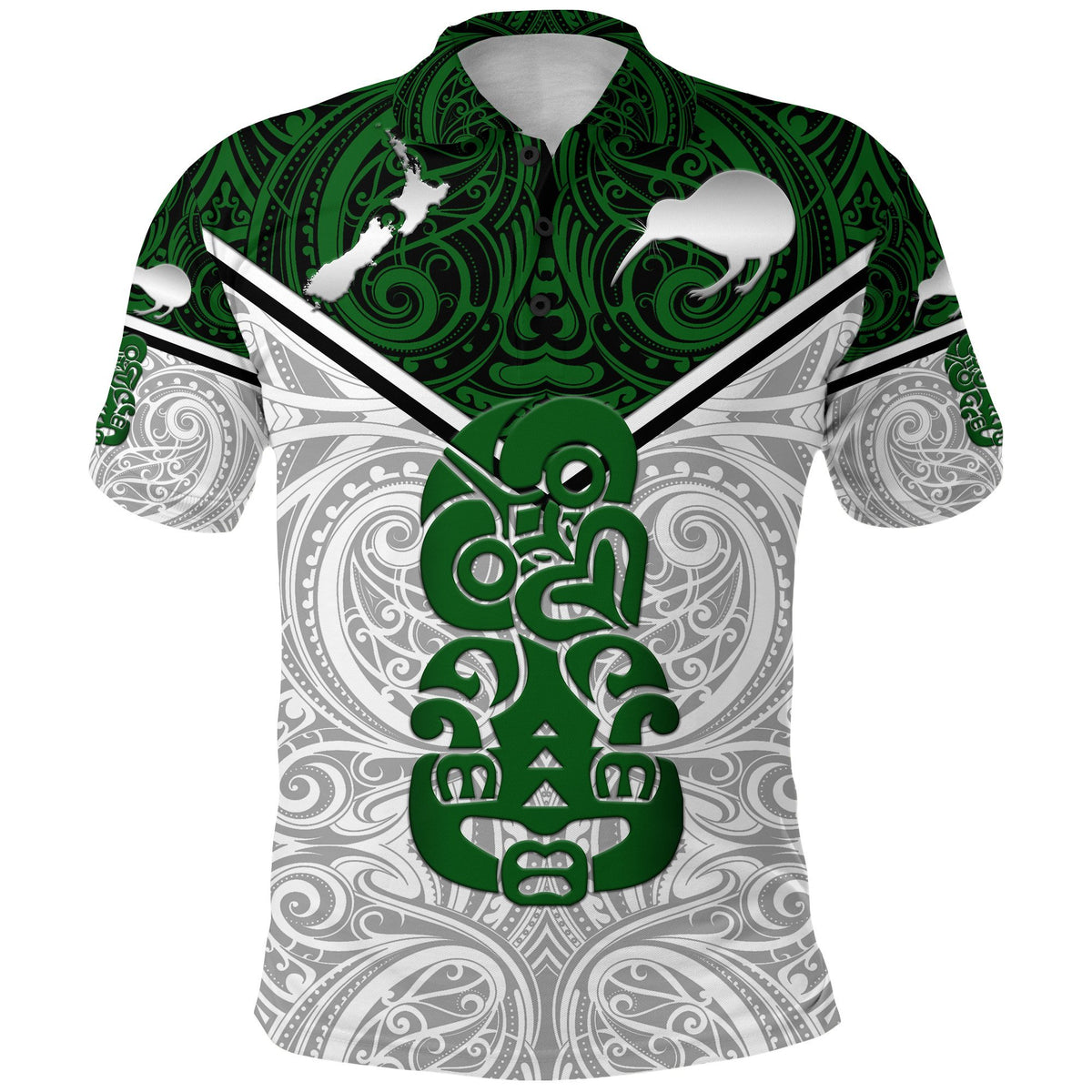 New Zealand Maori Rugby Polo Shirt - Pride Version White White - Polynesian Pride