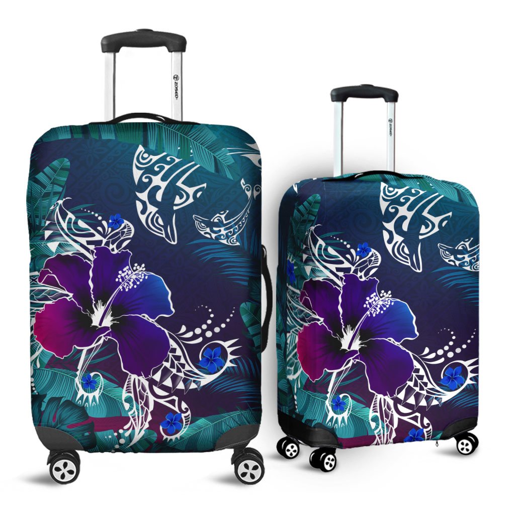 Hawaii Dophin Flowers And Palms Retro Luggage Covers Art - Polynesian Pride