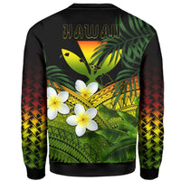 Kanaka Maoli (Hawaiian) Sweatshirt, Polynesian Plumeria Banana Leaves Reggae - Polynesian Pride