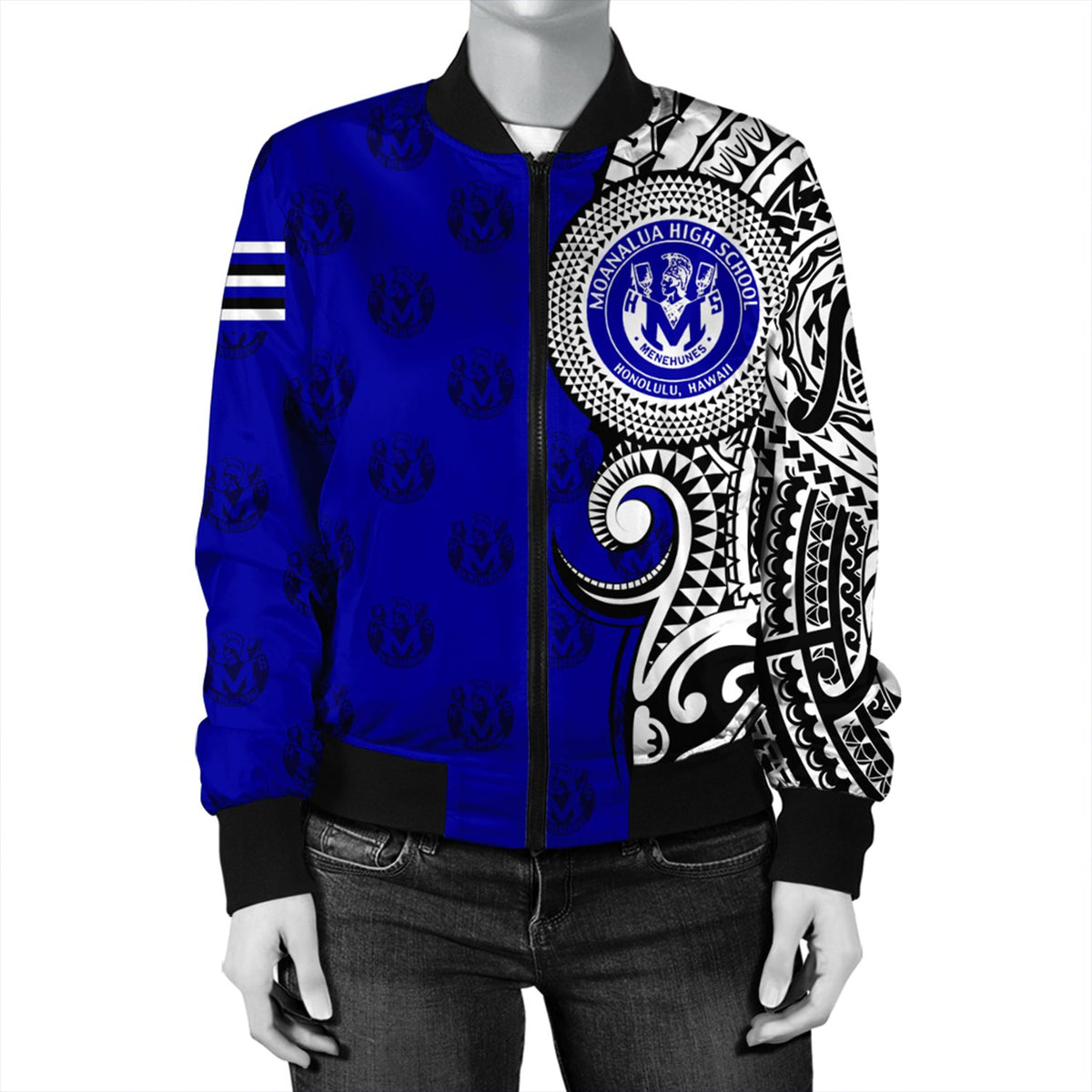 (Personalized) Hawaii Bomber Jacket - Moanalua High Tribal Kakau Bomber Jacket AH - Polynesian Pride