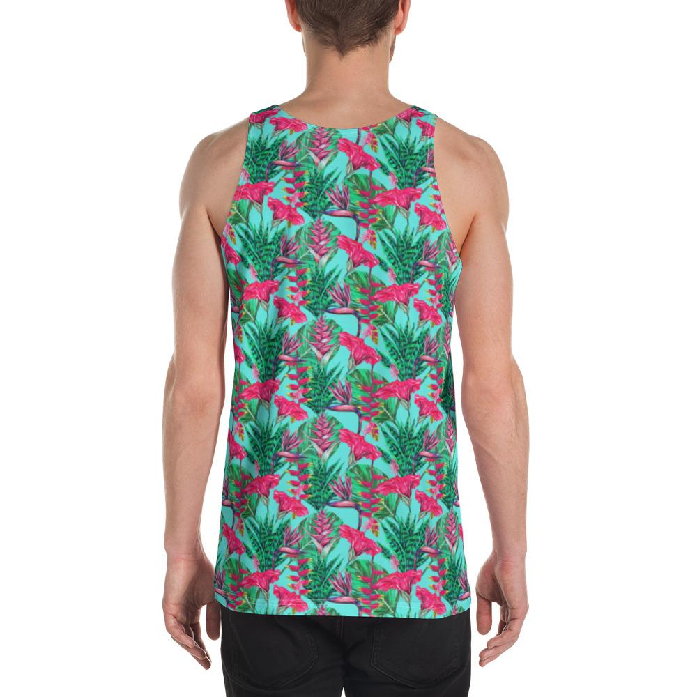 Tropical Strelitzia Blue Hawaii Men's Tank Top AH - Polynesian Pride