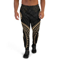 Tahiti Polynesian Sweatpant - Gold Tribal Wave Unisex Black - Polynesian Pride