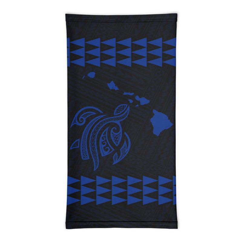Hawaii Bandana Kakau Polynesian Turtle Map Neck Gaiter - Blue - Polynesian Pride