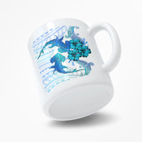 (Personalized) Hawaii Couple Shark Hibiscus Polynesian Mug - Blue - Mina Style - AH - Polynesian Pride