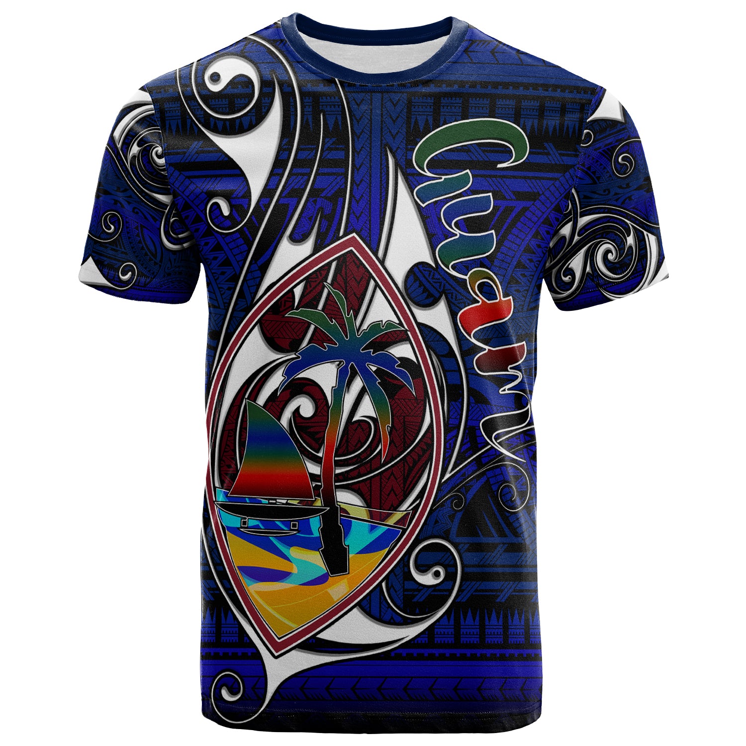 Guam T Shirt Custom Guam Independence Day With Hook Polynesian Patterns LT10 Blue - Polynesian Pride