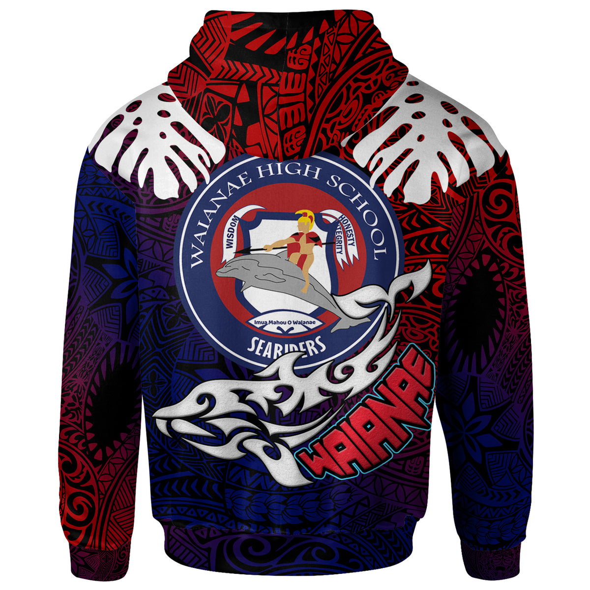 Hawaii Waianae High School Custom Hoodie Waianae High School Polynesian Pattern LT10 - Polynesian Pride
