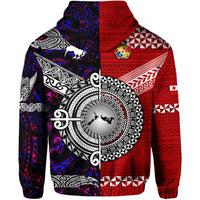 New Zealand Tonga Zip Hoodie Maori and Polynesian Together Purple LT8 - Polynesian Pride