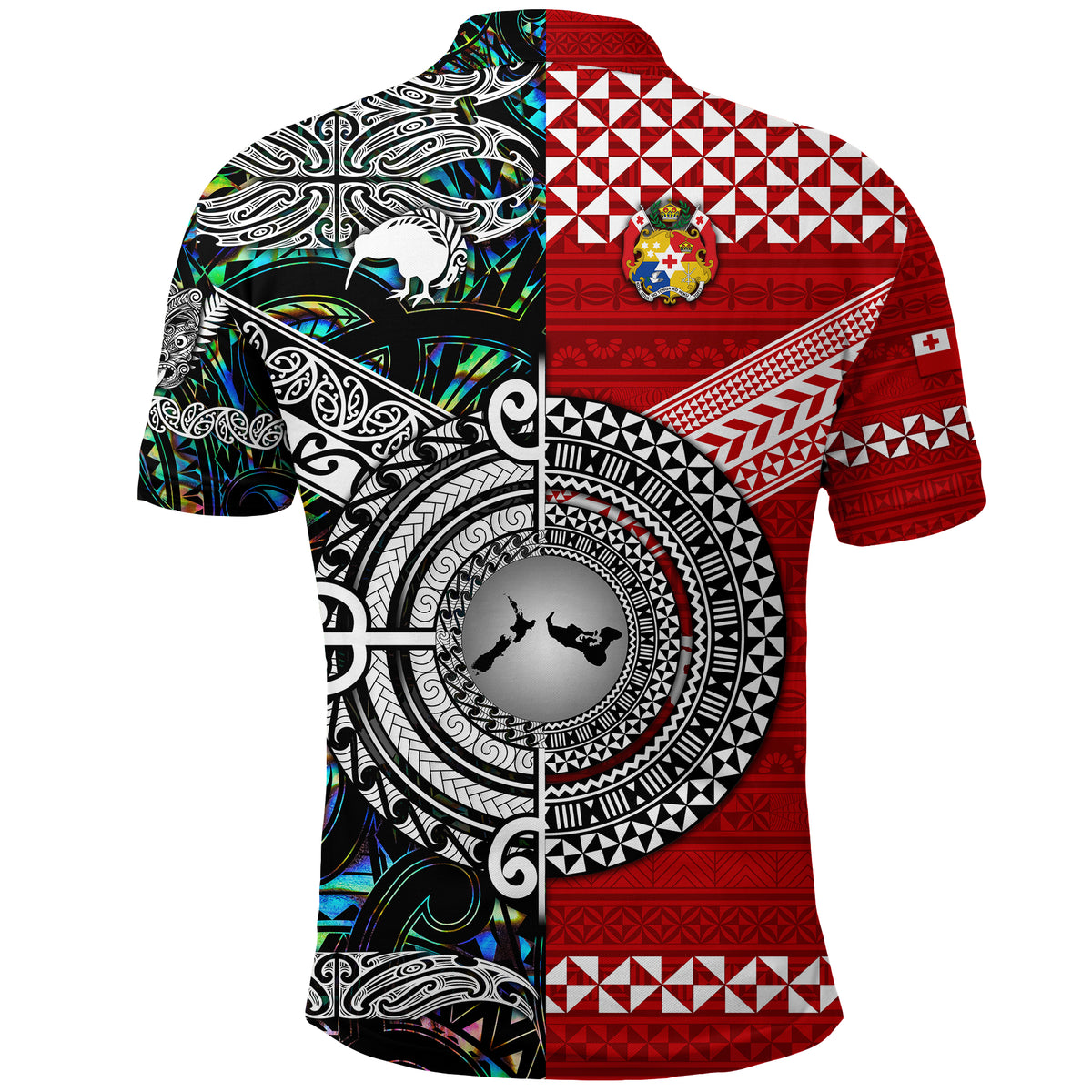 Custom New Zealand Tonga Polo Shirt Maori and Polynesian Together Paua Shell LT8 - Polynesian Pride