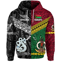 Vanuatu New Zealand Hoodie Together Black LT8 - Polynesian Pride