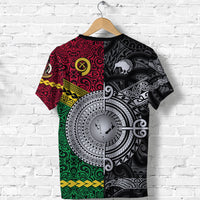 Custom Vanuatu New Zealand T Shirt Together Black LT8 - Polynesian Pride