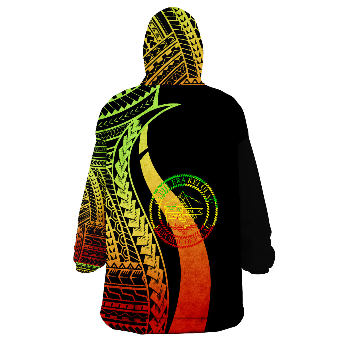Palau Reggae Tentacle Tribal Pattern Wearable Blanket Hoodie LT9 - Polynesian Pride