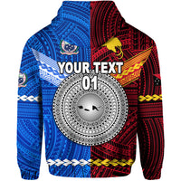 Custom Papua New Guinea Samoa Together Zip Hoodie, Custom Text and Number LT8 - Polynesian Pride