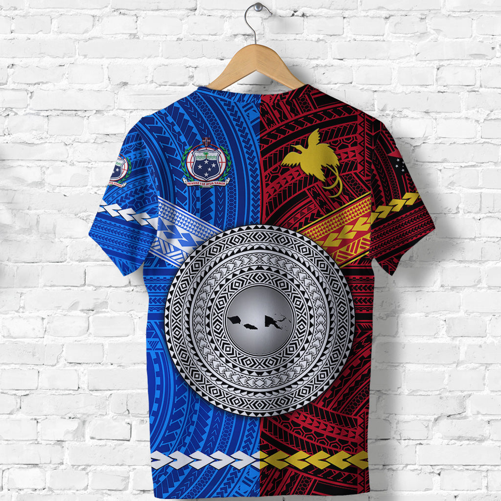 Papua New Guinea And Samoa Together T Shirt LT8 - Polynesian Pride
