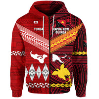 Papua New Guinea Tonga Zip Hoodie Polynesian Together Bright Red LT8 - Polynesian Pride