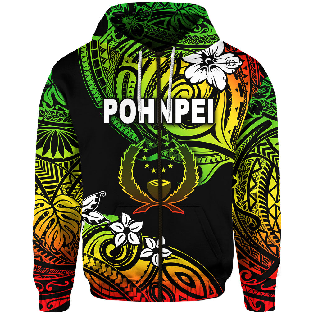 FSM Pohnpei Zip Hoodie Unique Vibes Reggae LT8 - Polynesian Pride