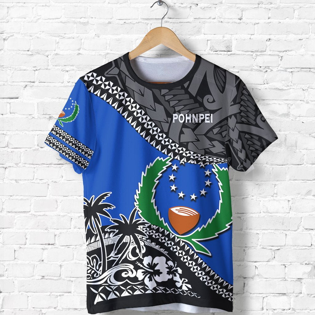 Pohnpei T Shirt Pohnpei Flag Fall In The Wave K9 Unisex Blue - Polynesian Pride