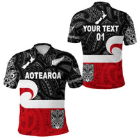 Custom Maori Aotearoa Haka Polo Shirt New Zealand Simple, Custom Text and Number LT8 Unisex Black - Polynesian Pride