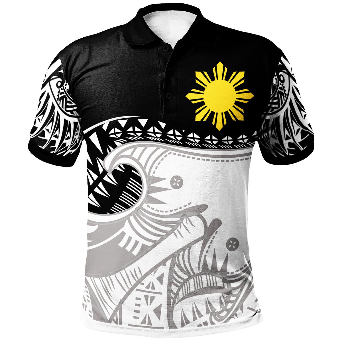 Philippines Custom Polo Shirt - Dynamic Sport Style Unisex Black - Polynesian Pride