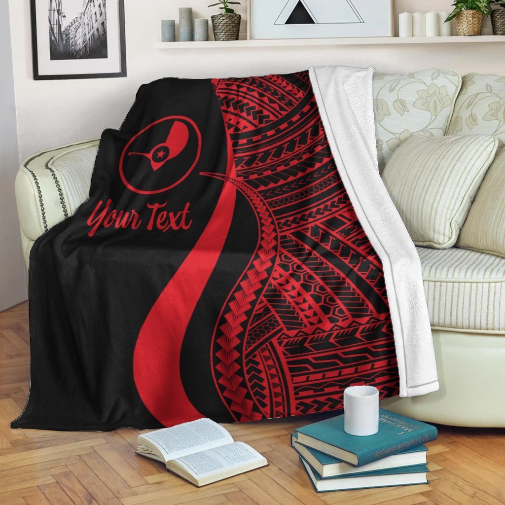 Yap Custom Personalised Premium Blanket - Red Polynesian Tentacle Tribal Pattern - Polynesian Pride