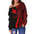 Papua New Guinea Custom Personalised Women's Off Shoulder Sweater - Red Polynesian Tentacle Tribal Pattern - Polynesian Pride