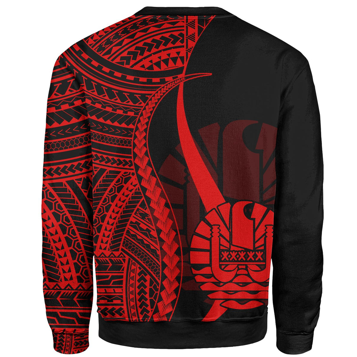 Tahiti Sweatshirt - Red Polynesian Tentacle Tribal Pattern - Polynesian Pride