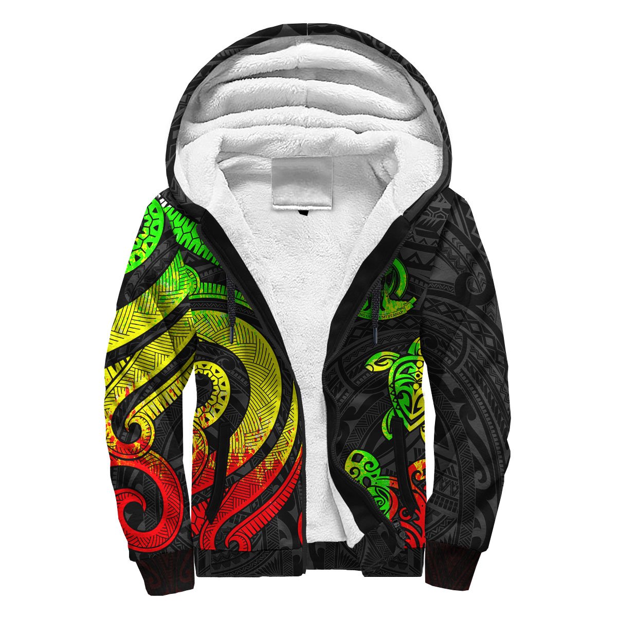 (Robertson) Vanuatu Sherpa Hoodie - Reggae Tentacle Turtle - Polynesian Pride