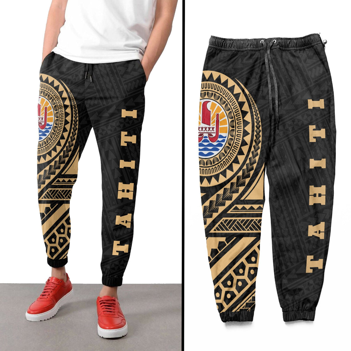 Tahiti Rising Sweatpants A6 Unisex Gold - Polynesian Pride