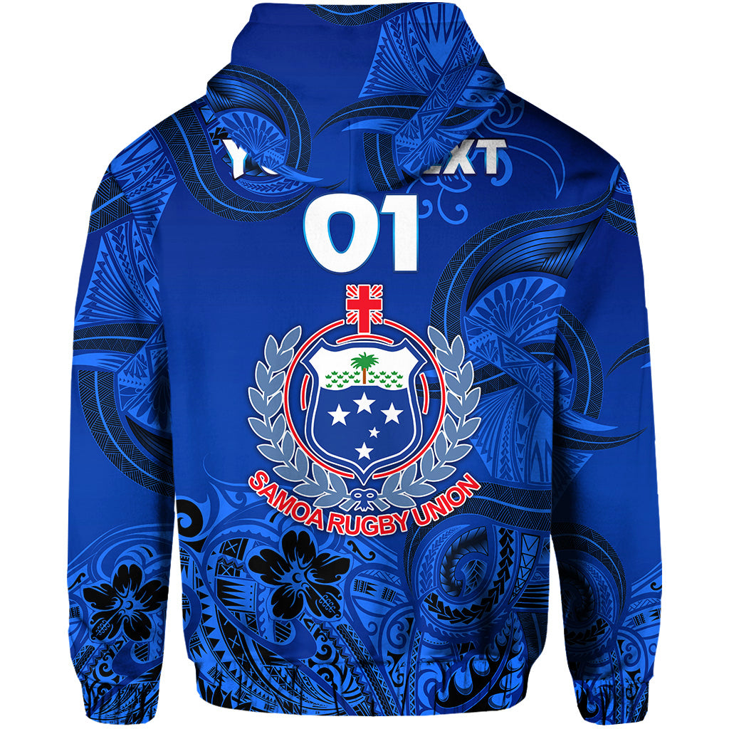 Custom Samoa Manu Zip Hoodie Rugby Unique Style Full Blue LT8 - Polynesian Pride