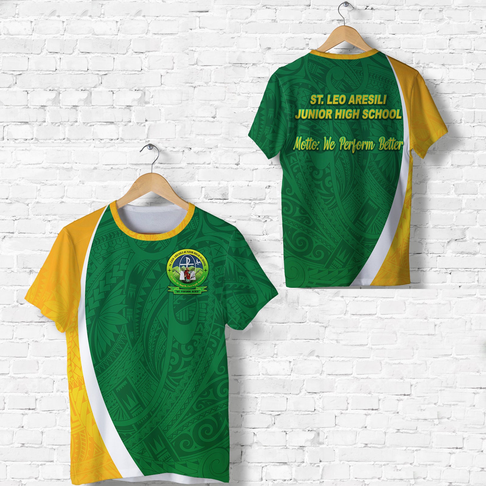 St. Leo Aresili Junior High School T Shirt Simplified Version LT8 Unisex Green - Polynesian Pride