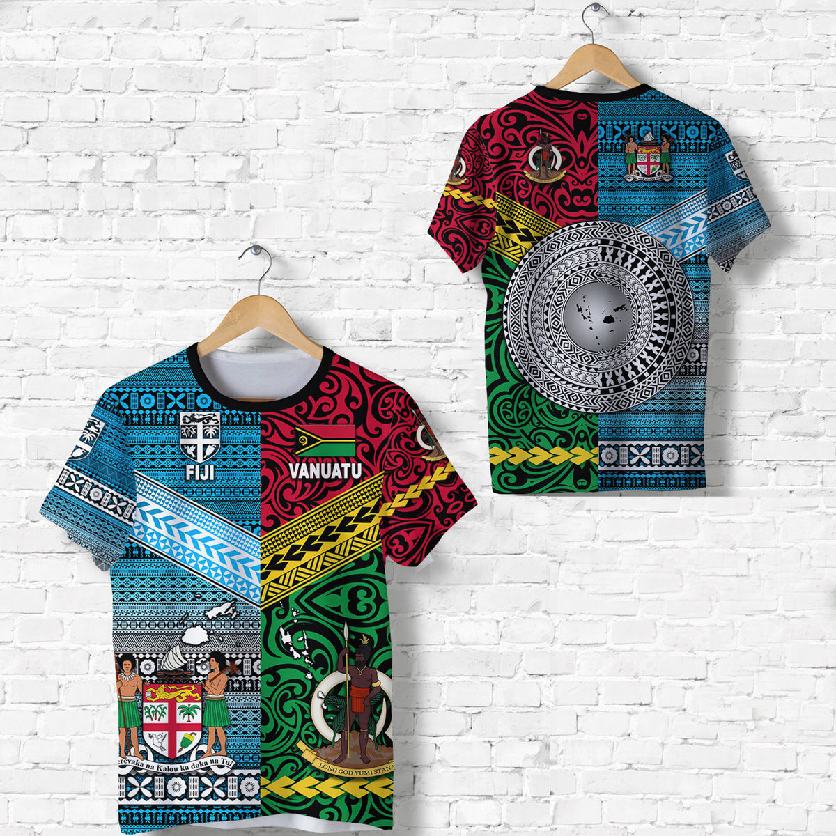 Vanuatu Fiji T Shirt Together Bright Color LT8 Unisex Red - Polynesian Pride