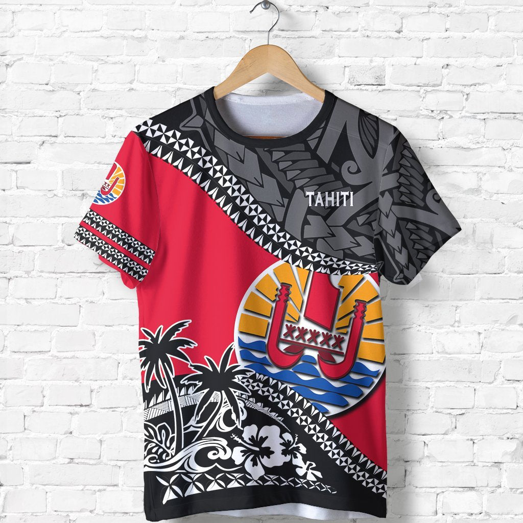 Tahiti T Shirt Tahiti Flag Fall In The Wave Unisex Red - Polynesian Pride