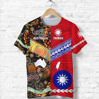Custom Taiwanese Polynesian and Australian Aboriginal T Shirt Together Red Vibes LT8 Kid - Polynesian Pride