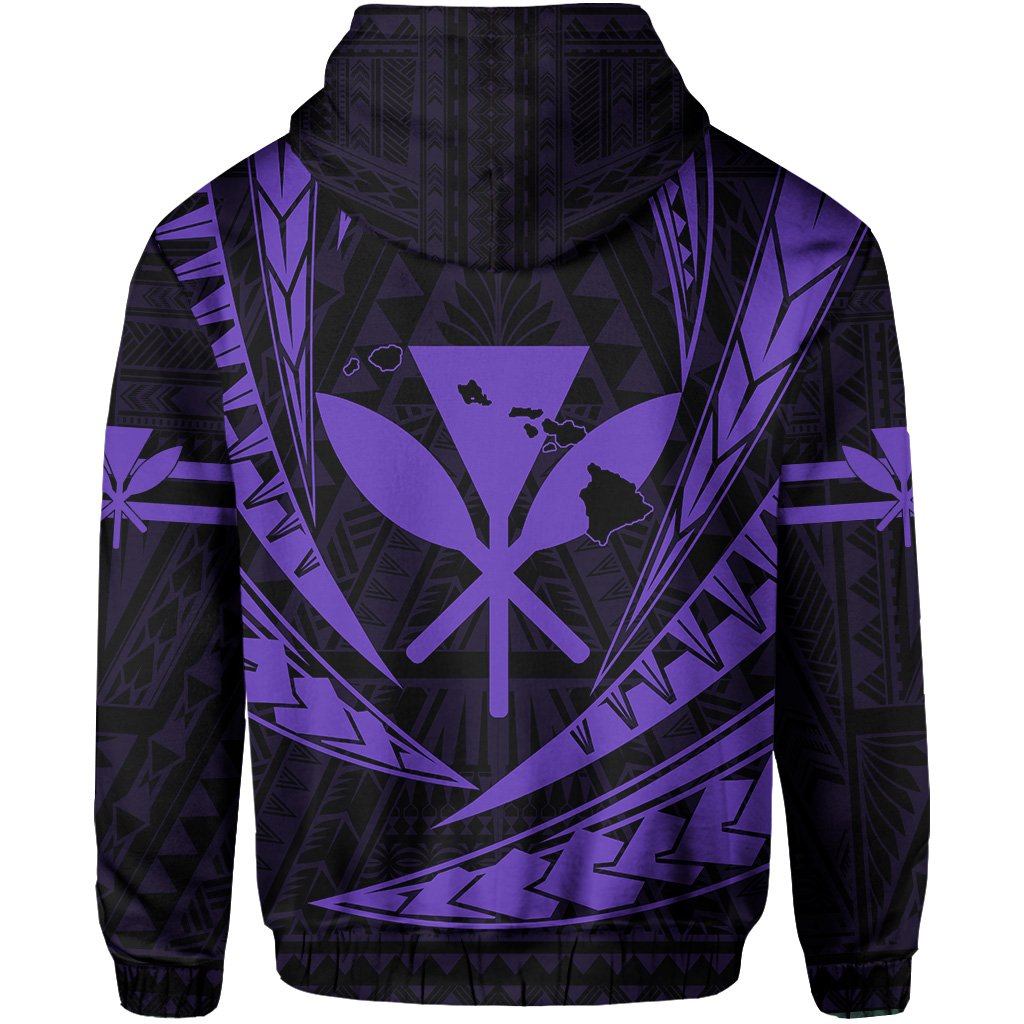Polynesian Kakau Kanaka Maoli Map Hawaii Zip Hoodie Purlple - Polynesian Pride