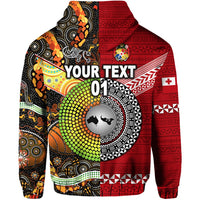 Custom Tonga Ngatu and Australia Aboriginal Hoodie KID Together LT8 - Polynesian Pride
