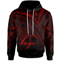 Tonga Hoodie Red Color Cross Style Black - Polynesian Pride