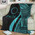 Cook Islands Custom Personalised Premium Blanket - Turquoise Polynesian Tentacle Tribal Pattern - Polynesian Pride