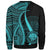 Federated States of Micronesia Custom Personalised Sweatshirt - Turquoise Polynesian Tentacle Tribal Pattern - Polynesian Pride