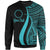 Cook Islands Custom Personalised Sweatshirt - Turquoise Polynesian Tentacle Tribal Pattern Unisex Turquoise - Polynesian Pride
