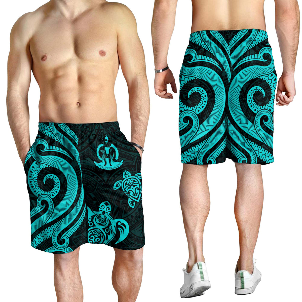 Vanuatu Men's Short - Turquoise Tentacle Turtle - Polynesian Pride