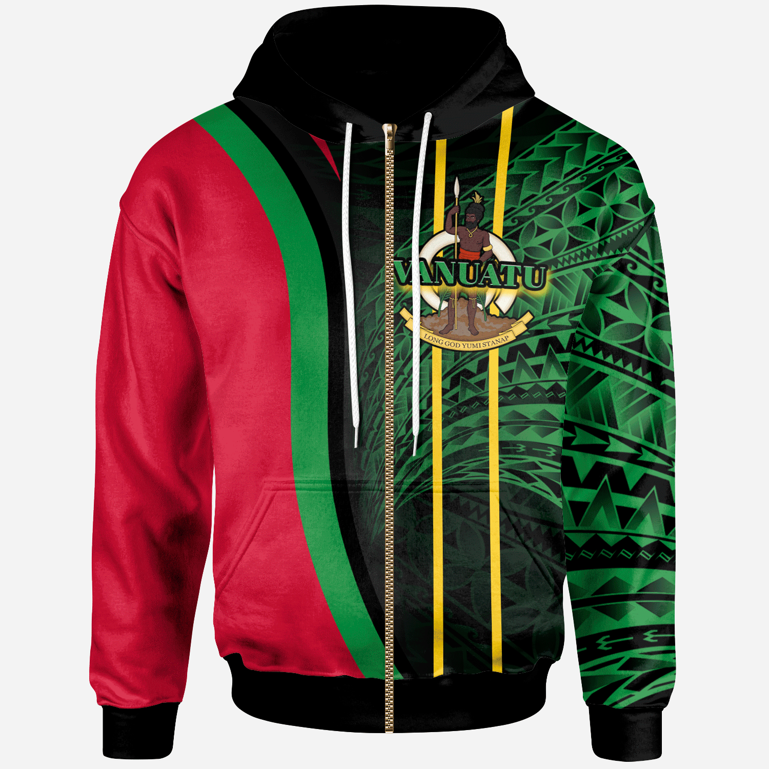 Vanuatu Zip Hoodie Polynesian Wave Special Style Unisex Black - Polynesian Pride