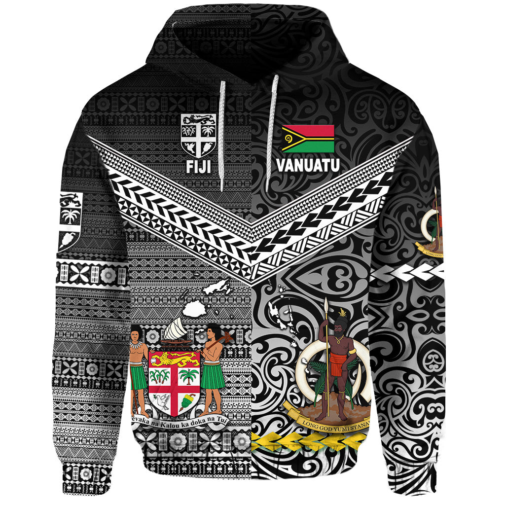 Vanuatu Fiji Hoodie Together Black LT8 - Polynesian Pride