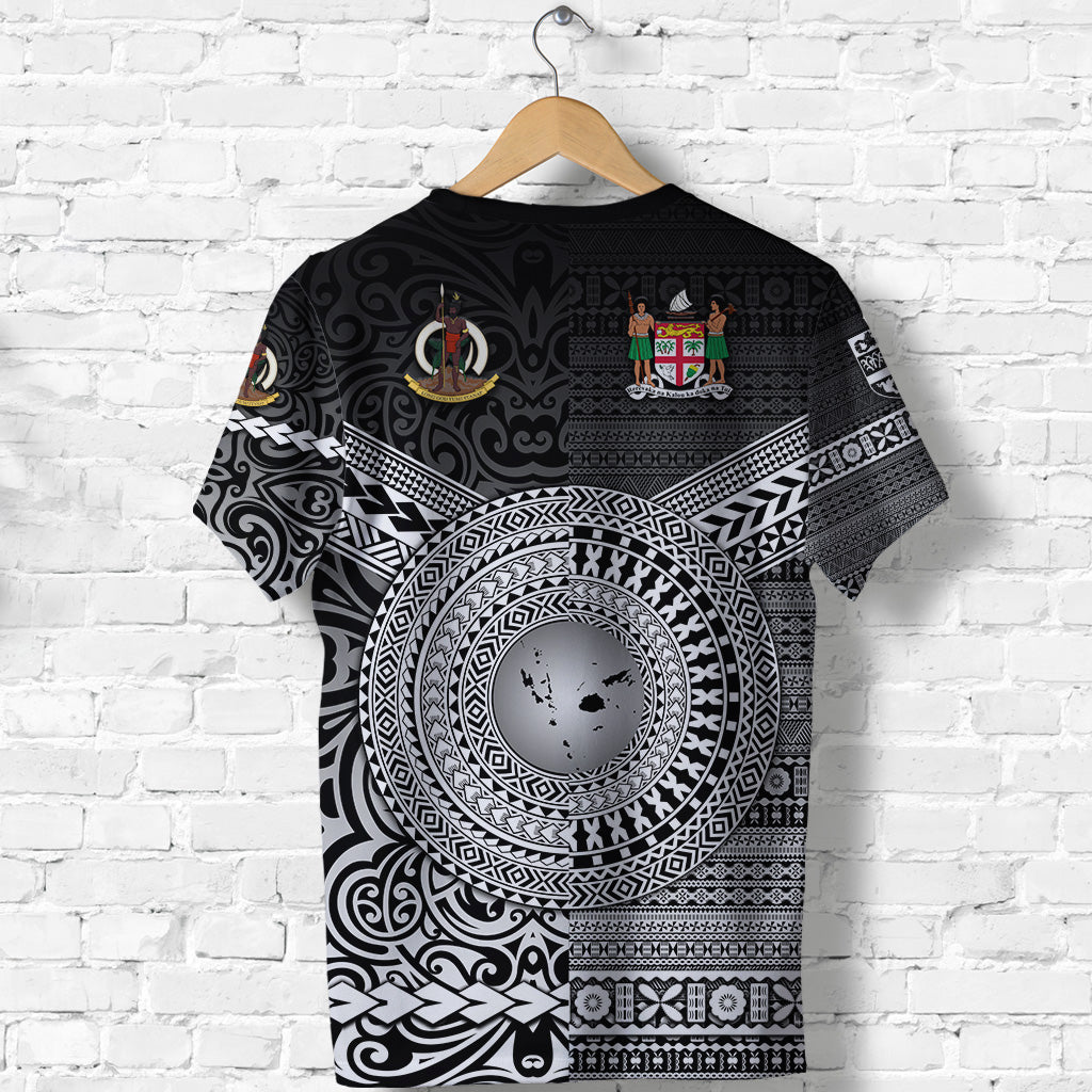 Vanuatu Fiji T Shirt Together Black LT8 - Polynesian Pride