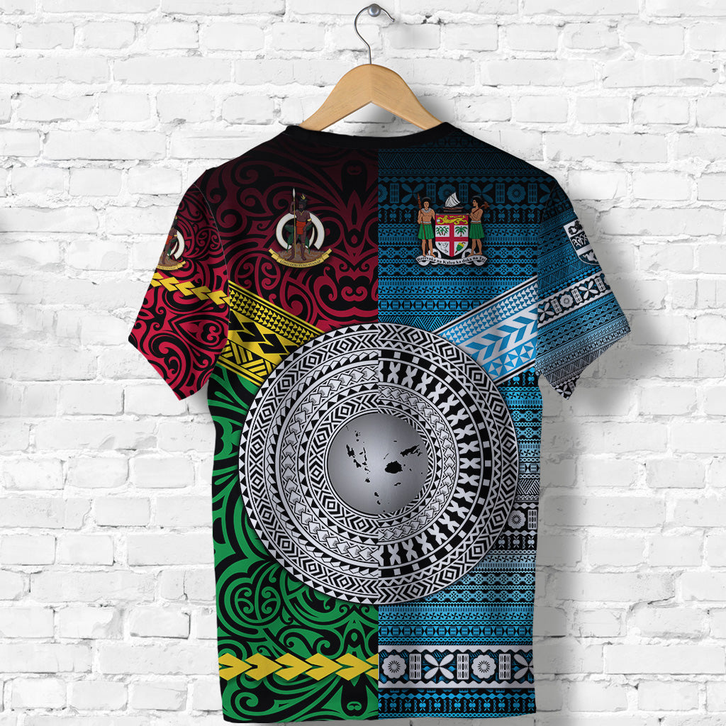 Vanuatu Fiji T Shirt Together Blue LT8 - Polynesian Pride