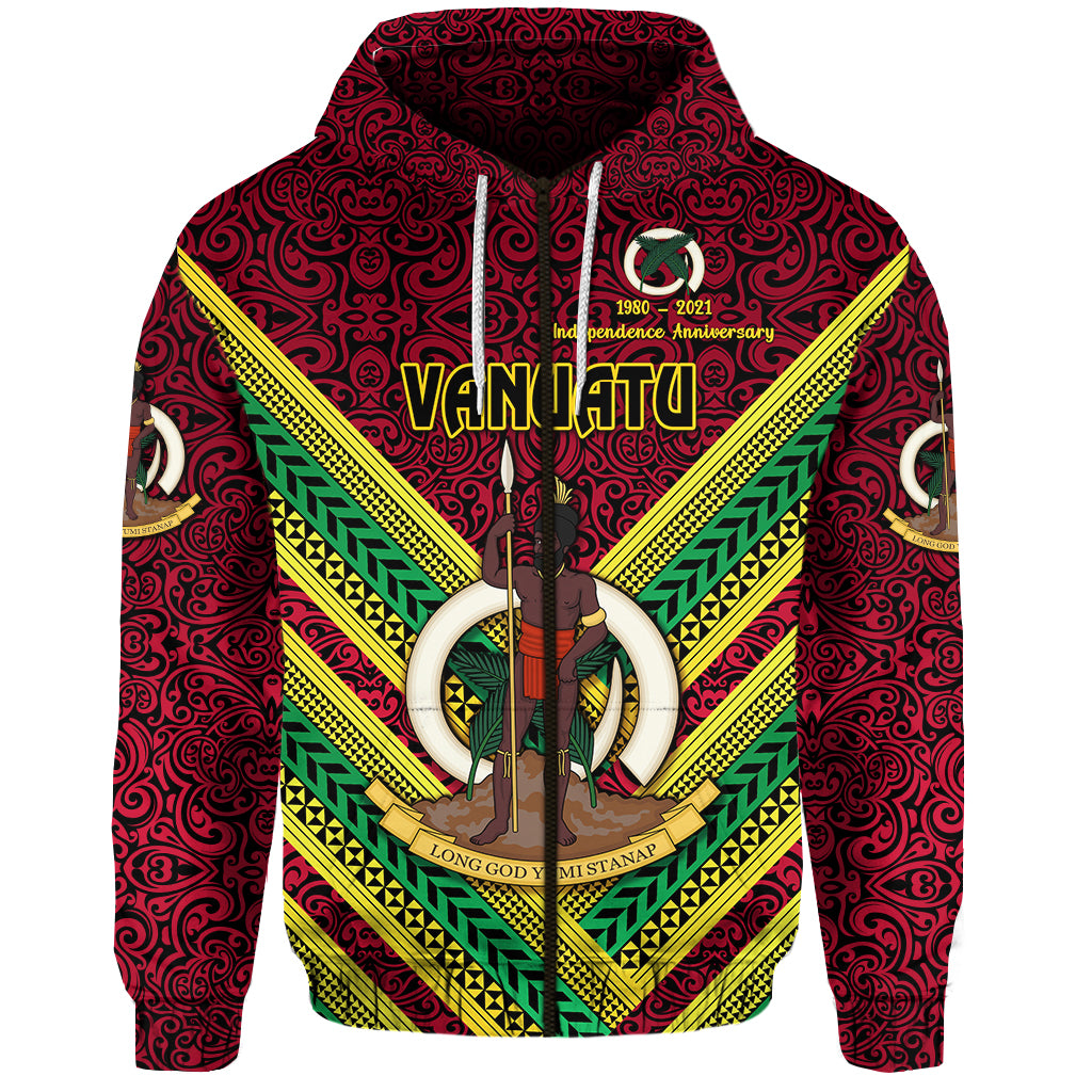 Vanuatu Special Independence Anniversary Zip Hoodie Creative Style Red LT8 - Polynesian Pride
