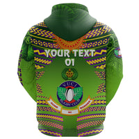 Custom Fiji Vuci Rugby Club Zip Hoodie Creative Style Green, Custom Text and Number LT8 - Polynesian Pride