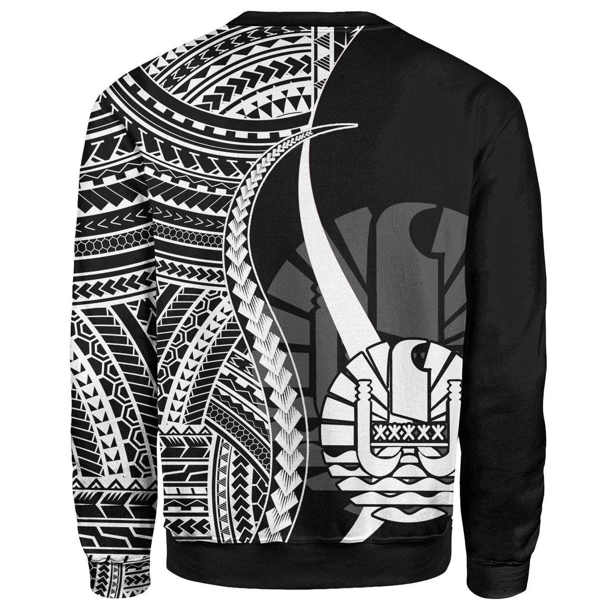 Tahiti Sweatshirt - White Polynesian Tentacle Tribal Pattern - Polynesian Pride